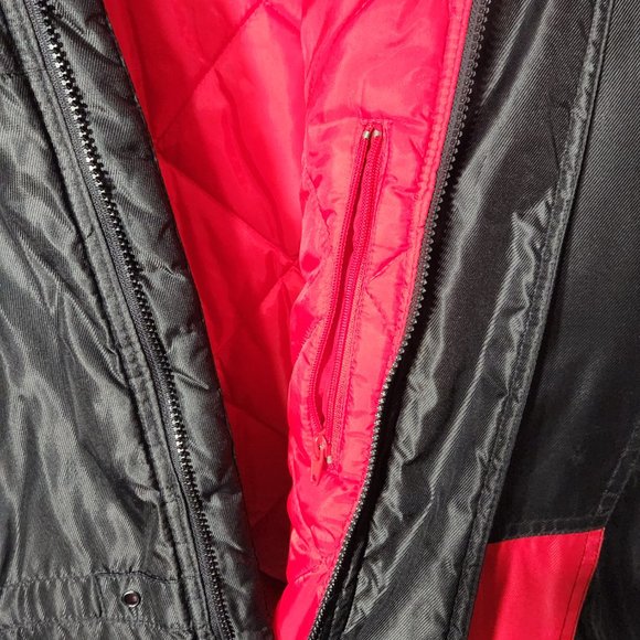Marlboro Compass Coat Men's XL  Winter Puffer Ski Jacket Black Red Hooded - Picture 6 of 8
